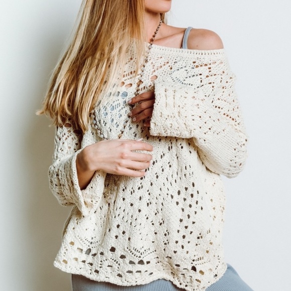 Free People Sweaters - Free People Traveling Lace Cotton Sweater
